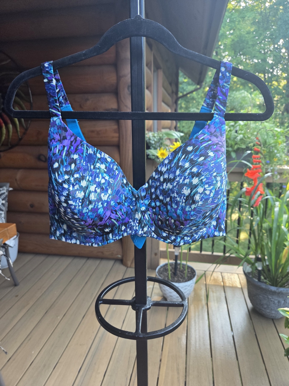 Ambrielle Blue and Purple Patterned Underwire Bra